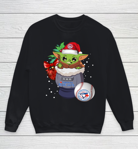 Toronto Blue Jays Christmas Baby Yoda Star Wars Funny Happy MLB Youth Sweatshirt