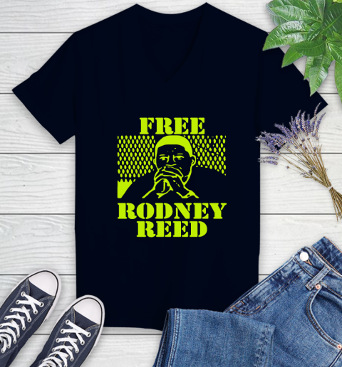 Freee rodney reed Women's V-Neck T-Shirt 3 Freee rodney reed Women's V-Neck T-Shirt - Image 3