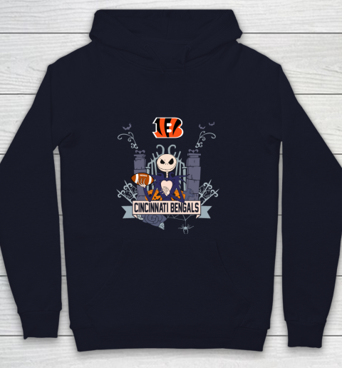 NFL Cincinnati Bengals Football Jack Skellington Halloween Youth Hoodie 2