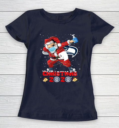 Seattle Seahawks Funny Santa Claus Dabbing Christmas 2020 NFL Women's T-Shirt 2