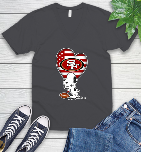 San Francisco 49ers NFL Football The Peanuts Movie Adorable Snoopy V-Neck T-Shirt 5