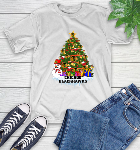 Chicago Blackhawks Merry Christmas NHL Hockey Sports T-Shirt