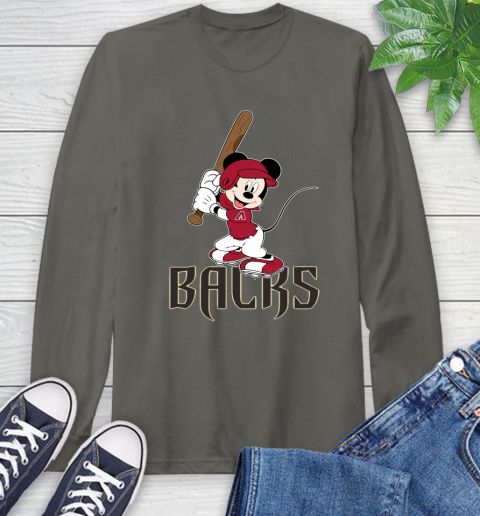 MLB Baseball Arizona Diamondbacks Cheerful Mickey Mouse Shirt Long Sleeve T-Shirt 9
