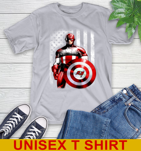 Tampa Bay Buccaneers NFL Football Captain America Marvel Avengers American Flag Shirt T-Shirt 5