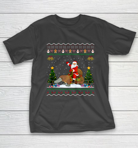 Platypus Ugly Xmas Gift Santa Riding Platypus Christmas T-Shirt