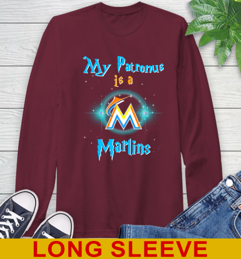 MLB Baseball Harry Potter My Patronus Is A Miami Marlins Long Sleeve T-Shirt 7