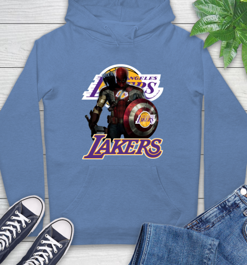 Los Angeles Lakers NBA Basketball Captain America Thor Spider Man Hawkeye Avengers Hoodie 11