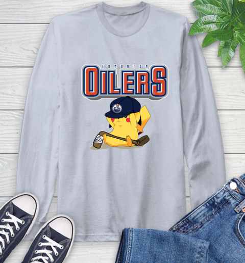 NHL Pikachu Hockey Sports Edmonton Oilers Long Sleeve T-Shirt 6