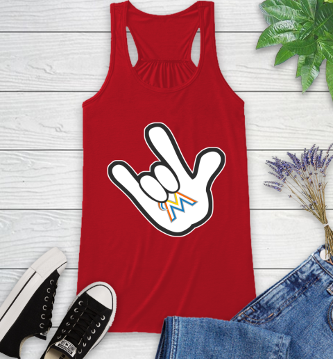 Miami Marlins MLB Baseball Mickey Rock Hand Disney Racerback Tank 6