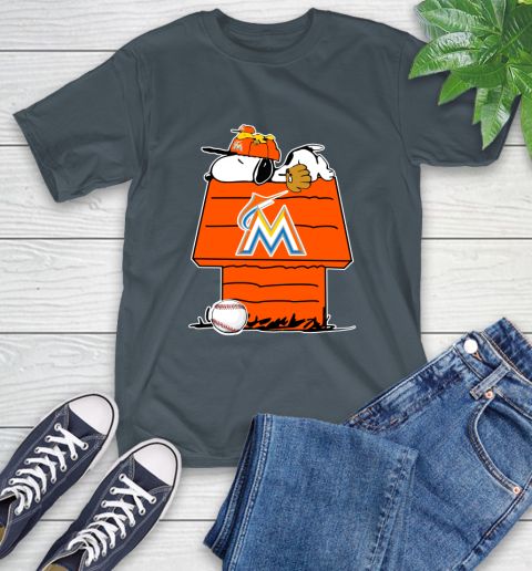MLB Miami Marlins Snoopy Woodstock The Peanuts Movie Baseball T Shirt T-Shirt 9