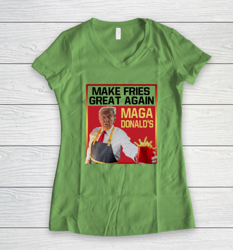 MAGAdonald's Make French Fries Great Again Donald Trump Women's V-Neck T-Shirt 4