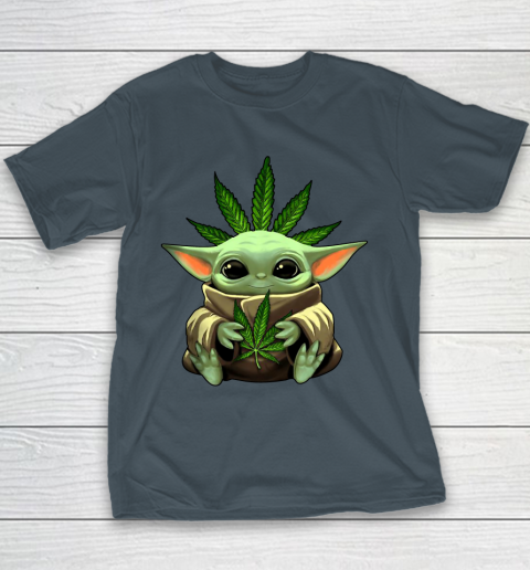 Baby Yoda Hug Marijuana Canabis Youth T-Shirt 7