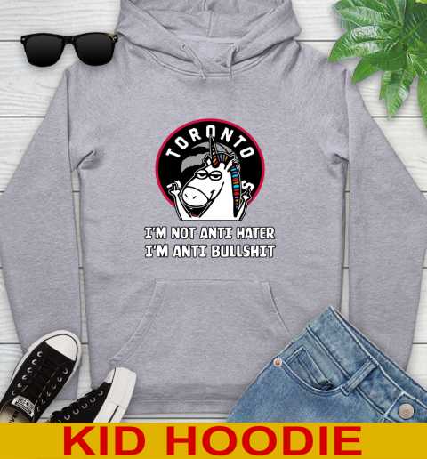 Toronto Raptors NBA Basketball Unicorn I'm Not Anti Hater I'm Anti Bullshit Youth Hoodie 6