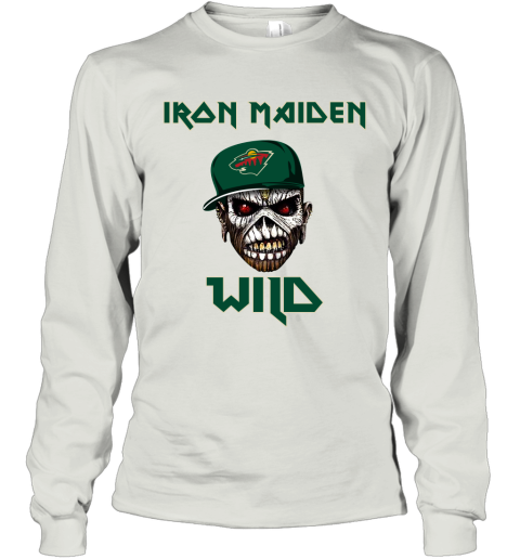 NHL Minnesota Wild Iron Maiden Rock Band Music Hockey Sports 4oJ1FPPDR4m long sleeve tee 14 95 151514 front ash