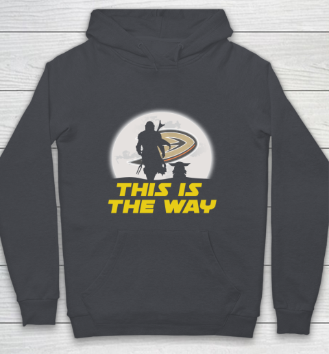 Anaheim Ducks NHL Ice Hockey Star Wars Yoda And Mandalorian This Is The Way Youth Hoodie 5