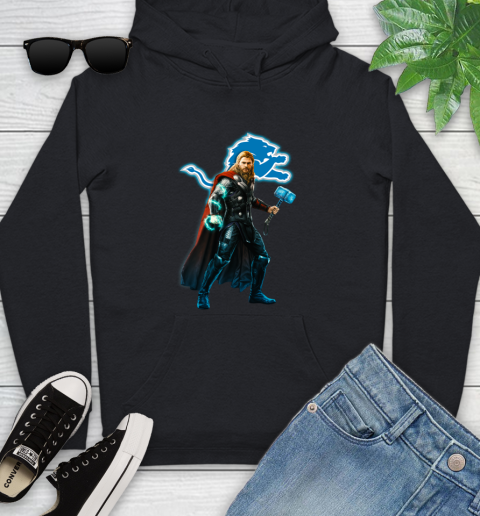 NFL Thor Avengers Endgame Football Detroit Lions Youth Hoodie 2