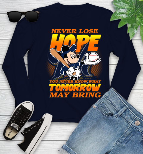 Milwaukee Brewers MLB Baseball Mickey Disney Never Lose Hope Youth Long Sleeve 2
