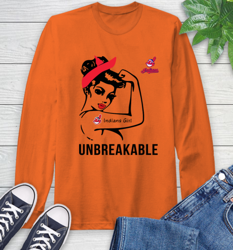 MLB Cleveland Indians Girl Unbreakable Baseball Sports Long Sleeve T-Shirt 3
