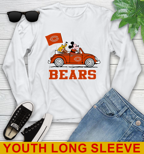 NFL Football Chicago Bears Pluto Mickey Driving Disney Shirt Youth Long Sleeve