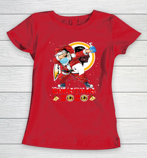 Washington Redskins Funny Santa Claus Dabbing Christmas 2020 NFL Women's T-Shirt 9