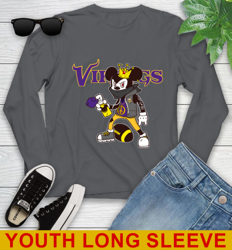 Minnesota Vikings NFL Football Mickey Peace Sign Sports Youth Long Sleeve 9