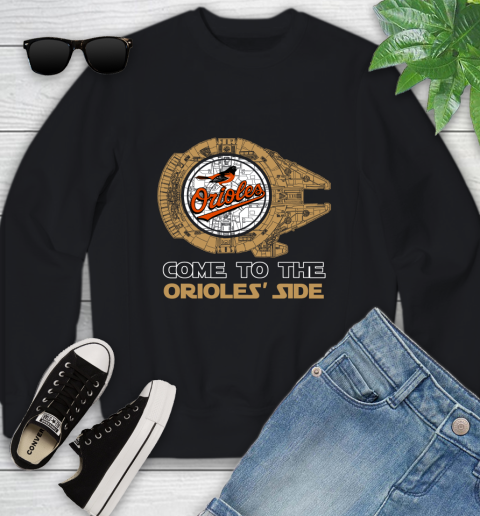 MLB Come To The Baltimore Orioles Side Star Wars Baseball Sports Youth Sweatshirt