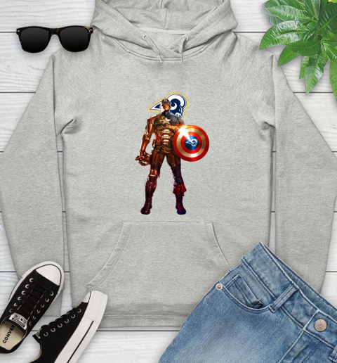 NFL Captain America Marvel Avengers Endgame Football Sports Los Angeles Rams Youth Hoodie