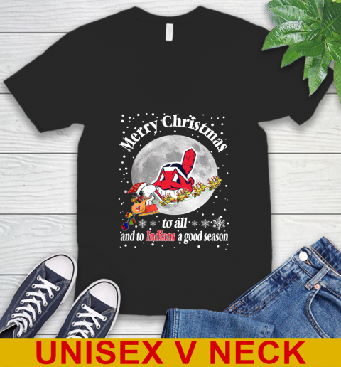 Cleveland Indians Merry Christmas To All And To Indians A Good Season MLB Baseball Sports V-Neck T-Shirt