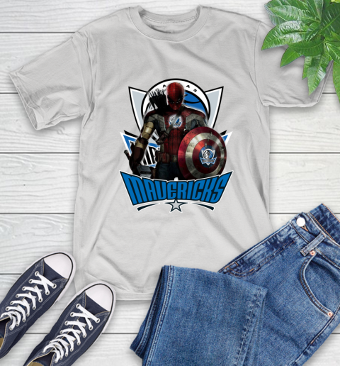 Dallas Mavericks NBA Basketball Captain America Thor Spider Man Hawkeye Avengers T-Shirt