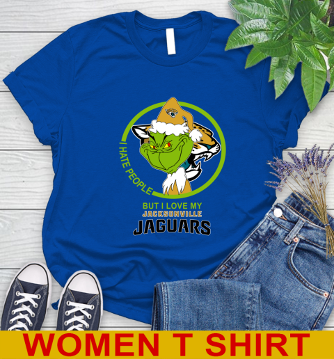 Jacksonville Jaguars NFL Christmas Grinch I Hate People But I Love My Favorite Football Team Women's T-Shirt 9