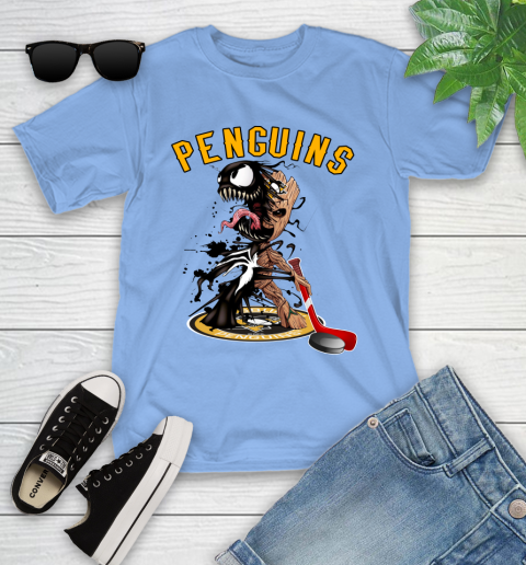 NHL Pittsburgh Penguins Hockey Venom Groot Guardians Of The Galaxy Youth T-Shirt 11