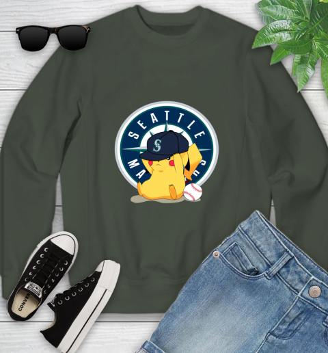 MLB Pikachu Baseball Sports Seattle Mariners Youth Sweatshirt 10