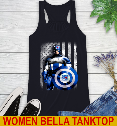 New York Rangers NHL Hockey Captain America Marvel Avengers American Flag Shirt Racerback Tank 8