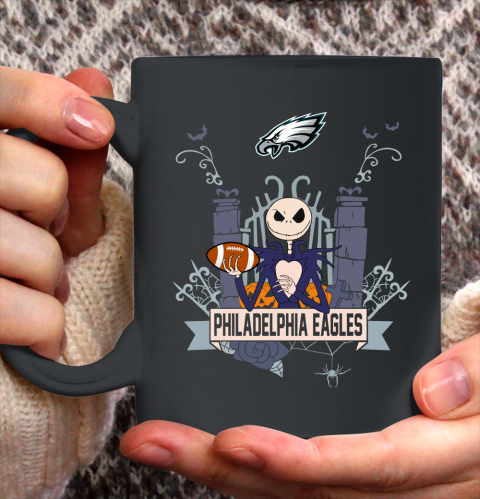 NFL Philadelphia Eagles Football Jack Skellington Halloween Ceramic Mug 11oz 2