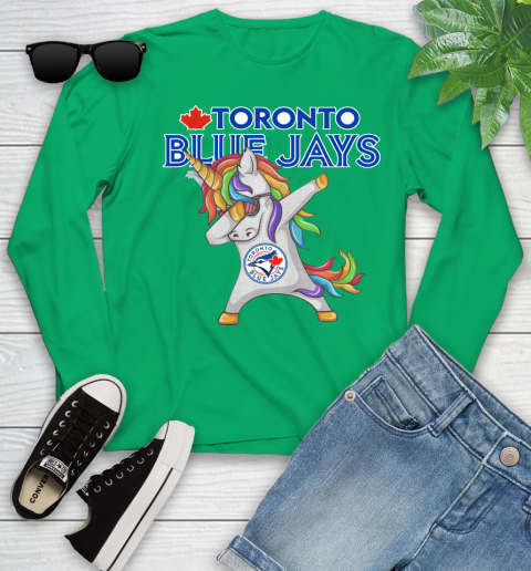 Toronto Blue Jays MLB Baseball Funny Unicorn Dabbing Sports Youth Long Sleeve 6