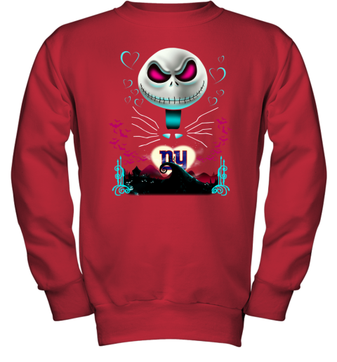 NFL New York Giants Jack Skellington Sally The Nightmare Before Christmas Football 9zNSMVjY4X4 youth sweatshirt 47 95 151514 front red