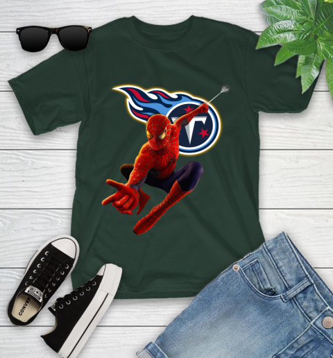 NFL Spider Man Avengers Endgame Football Tennessee Titans Youth T-Shirt 5
