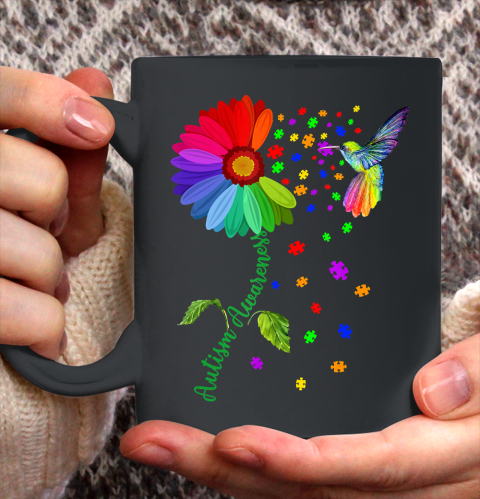 Autism Awareness Month Hummingbird Sunflower Ceramic Mug 11oz