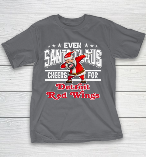 Detroit Red Wings Even Santa Claus Cheers For Christmas NHL Youth T-Shirt 5