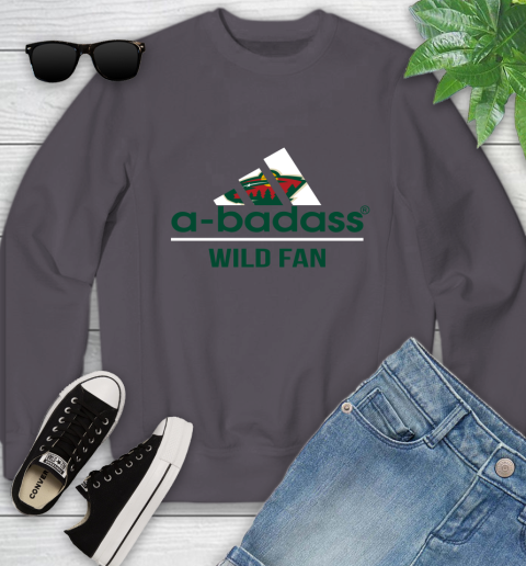 NHL A Badass Minnesota Wild Fan Adidas Hockey Sports Youth Sweatshirt 5
