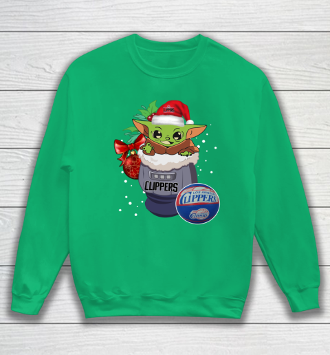 LA Clippers Christmas Baby Yoda Star Wars Funny Happy NBA Sweatshirt 6