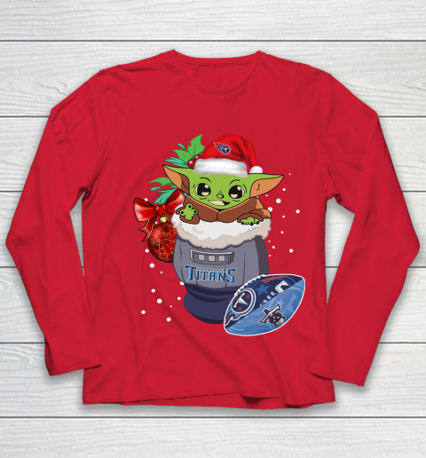 Tennessee Titans Christmas Baby Yoda Star Wars Funny Happy NFL Youth Long Sleeve 10