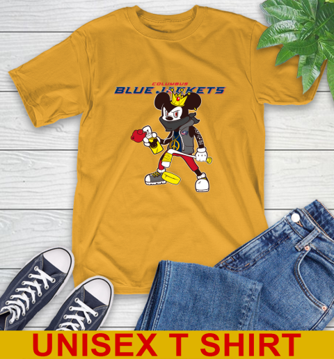 Columbus Blue Jackets NHL Hockey Mickey Peace Sign Sports T-Shirt - Image 4
