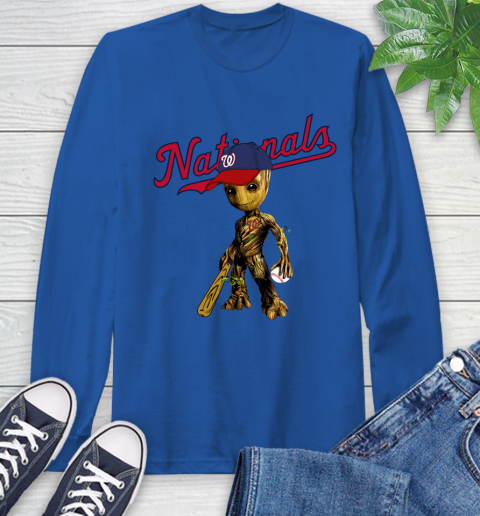 MLB Washington Nationals Groot Guardians Of The Galaxy Baseball Long Sleeve T-Shirt 9