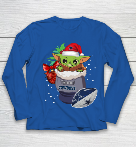 Dallas Cowboys Christmas Baby Yoda Star Wars Funny Happy NFL Youth Long Sleeve 9