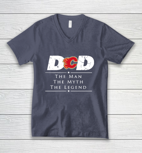 Calgary Flames NHL Ice Hockey Dad The Man The Myth The Legend V-Neck T-Shirt 7