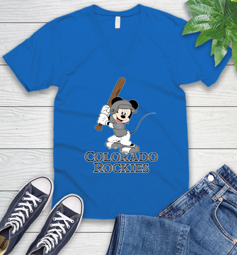 MLB Baseball Colorado Rockies Cheerful Mickey Mouse Shirt V-Neck T-Shirt 6