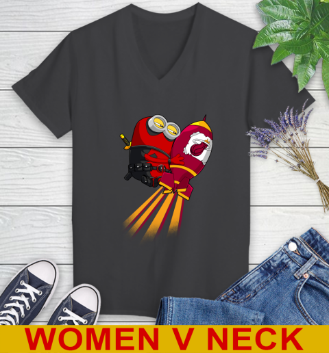 NBA Basketball Miami Heat Deadpool Minion Marvel Shirt Women's V-Neck T-Shirt 8