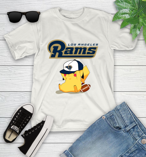 NFL Pikachu Football Sports Los Angeles Rams Youth T-Shirt
