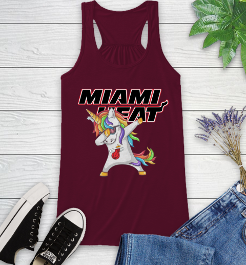 Miami Heat NBA Basketball Funny Unicorn Dabbing Sports Racerback Tank 3